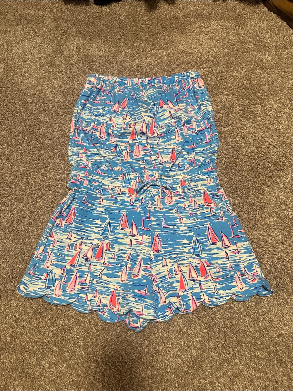 Lilly Pulitzer size Medium Sailboat Print Blue Strapless Romper
